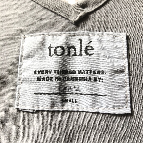 TONLE Shift Short Sleeve Midi Dress Black Gray Sustainable Recycled Size Small - Picture 3 of 10